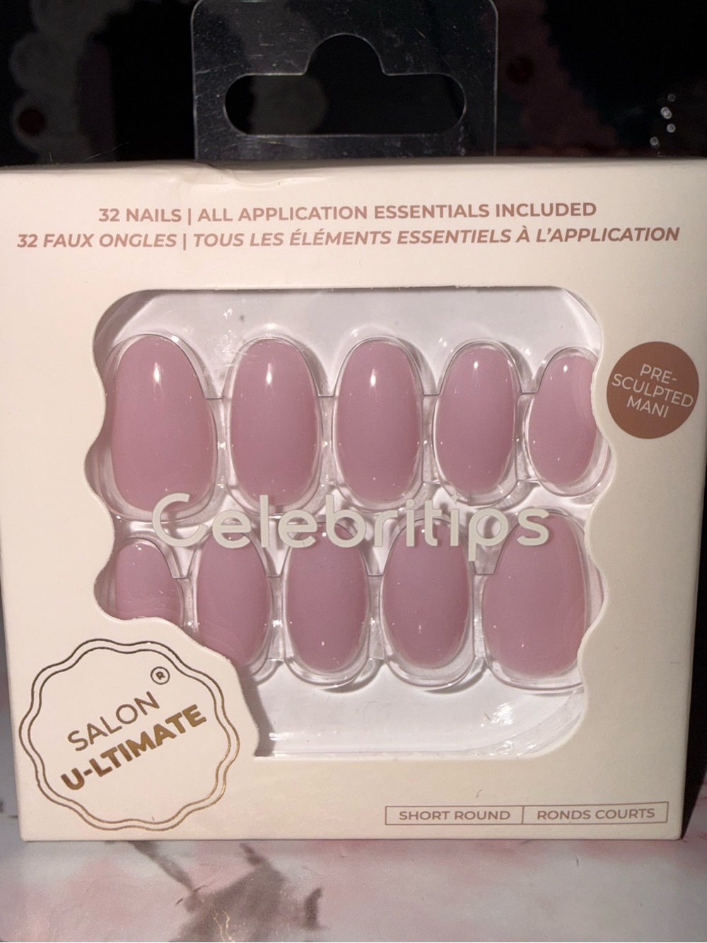Celebritips Salon U-Ltimate “Lavender Water” Short Round Press-On Nails - Pink
